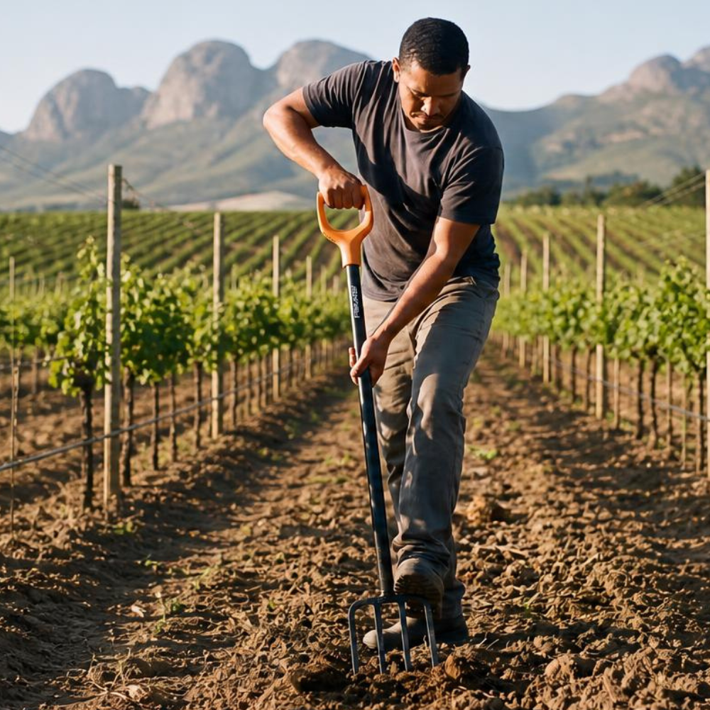 garden spade being used for soil care