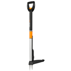 Gardening tool with black and orange handle on a white background
