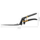 Garden pruner with measurement details on a white background