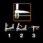 Illustration of a lawn mower blade and its cutting process on a black background